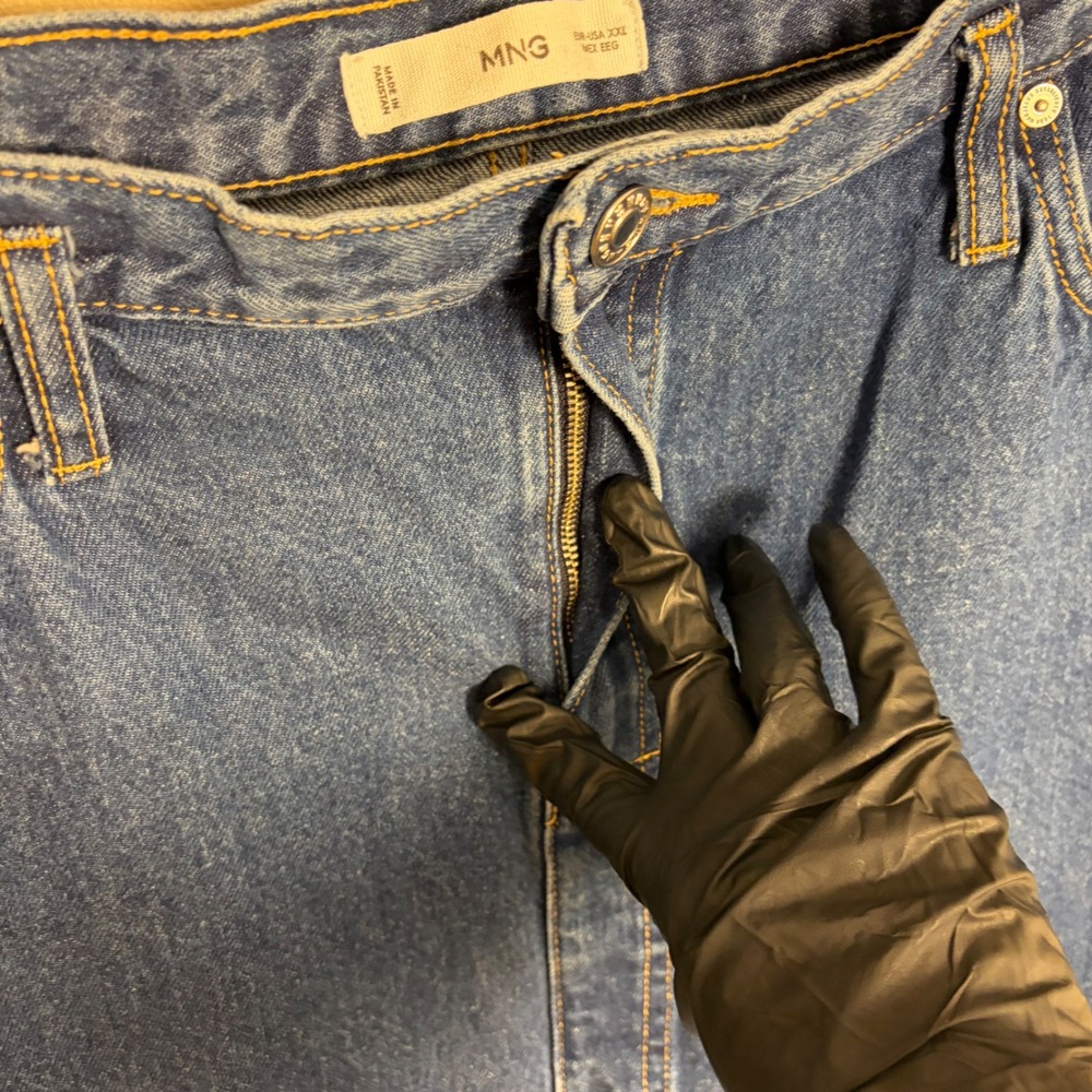 MNG Mango Denim Skirt Womens XXL Blue Midi Front Slit High Waisted 100% Cotton - Picture 5 of 8